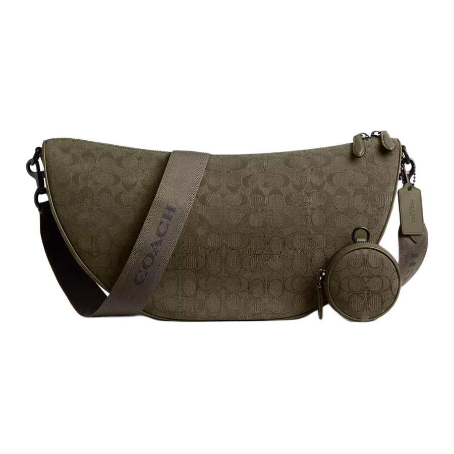 COACH HALL Jacquard With Calfskin Shoulder Bag, Crossbody Bag Large Men's Olive Umber
