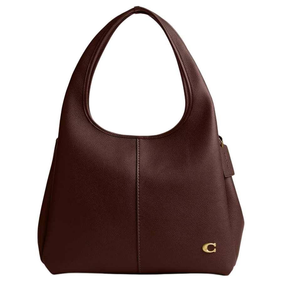 COACH Lana Polished Litchi Grain Leather Handbag, Shoulder Bag Large Women's Brown