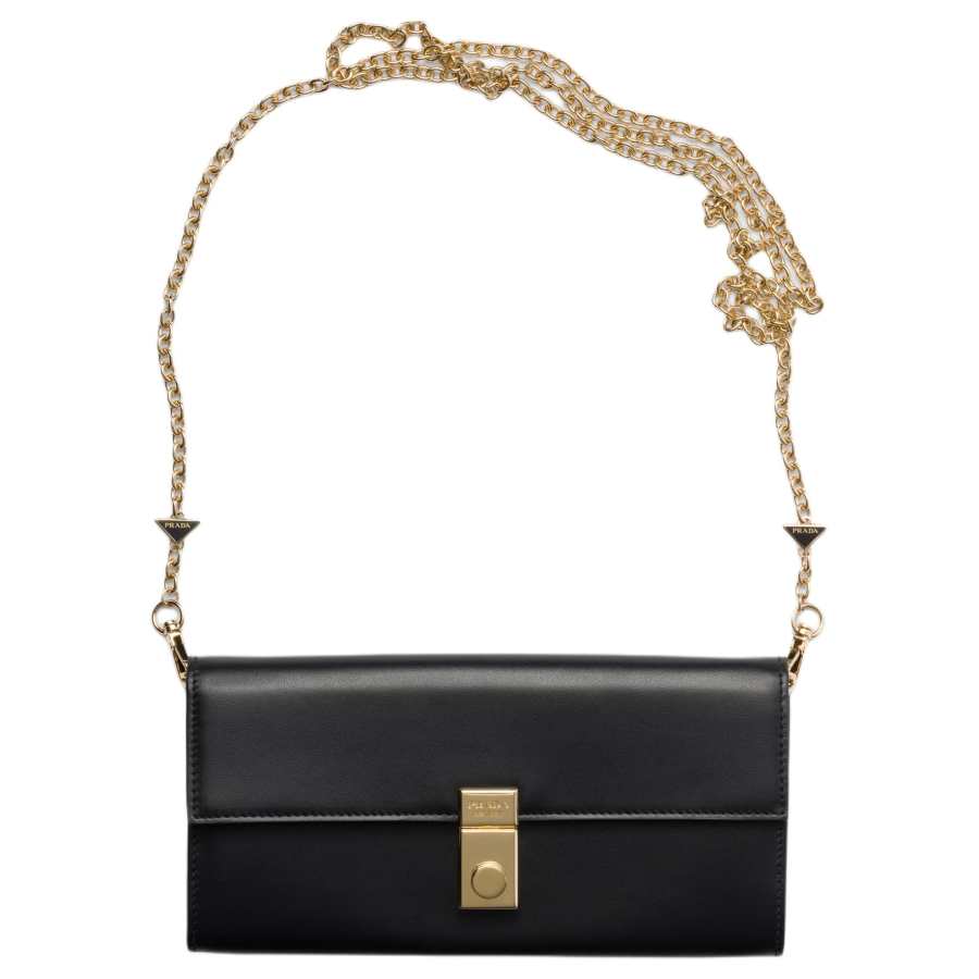 PRADA Calfskin Crossbody Bag, Shoulder Bag Women's Black