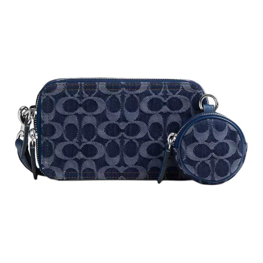 COACH Charter Denim With Refined Calfskin Shoulder Bag Small Men's Dark Blue