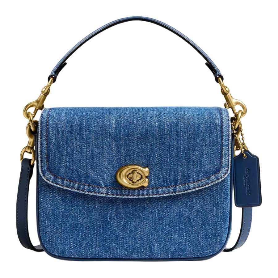 COACH Cassie Denim With Calfskin Shoulder Bag, Crossbody Bag, Handbag Small Women's Dark Blue