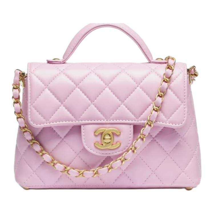 CHANEL Sheepskin Material Gold Metal Shoulder Bag, Crossbody Bag, Handbag Small Women's Light Pink