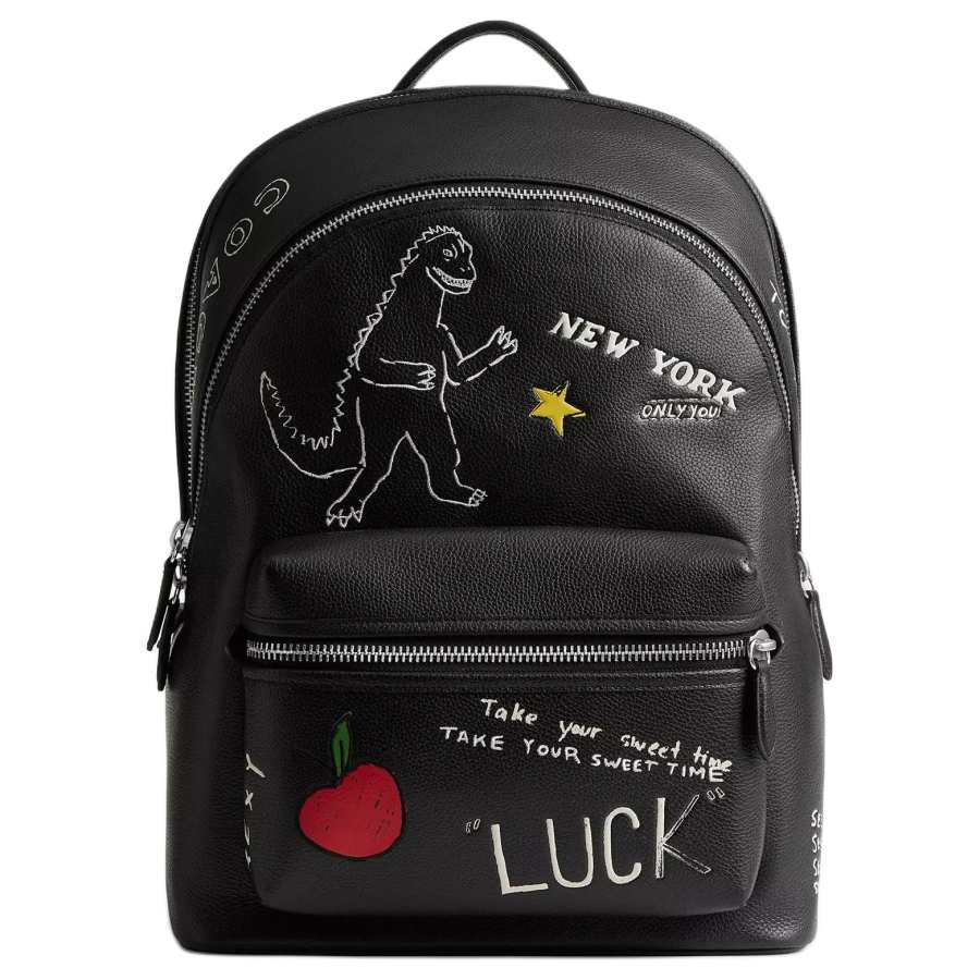 COACH COACH Charter Polished Pebbled Leather Backpack Large Men's Black