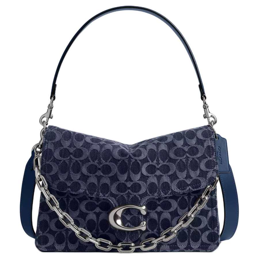 COACH Tabby Denim One Shoulder Handbag Large Women's Black