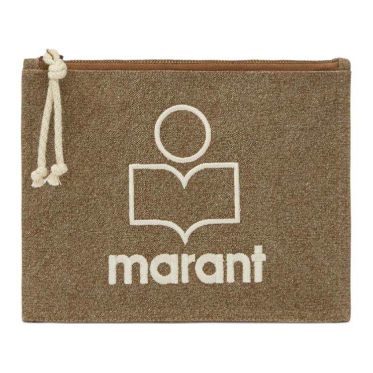ISABEL MARANT Netia Cotton Clutch Women's Dark Khaki Color