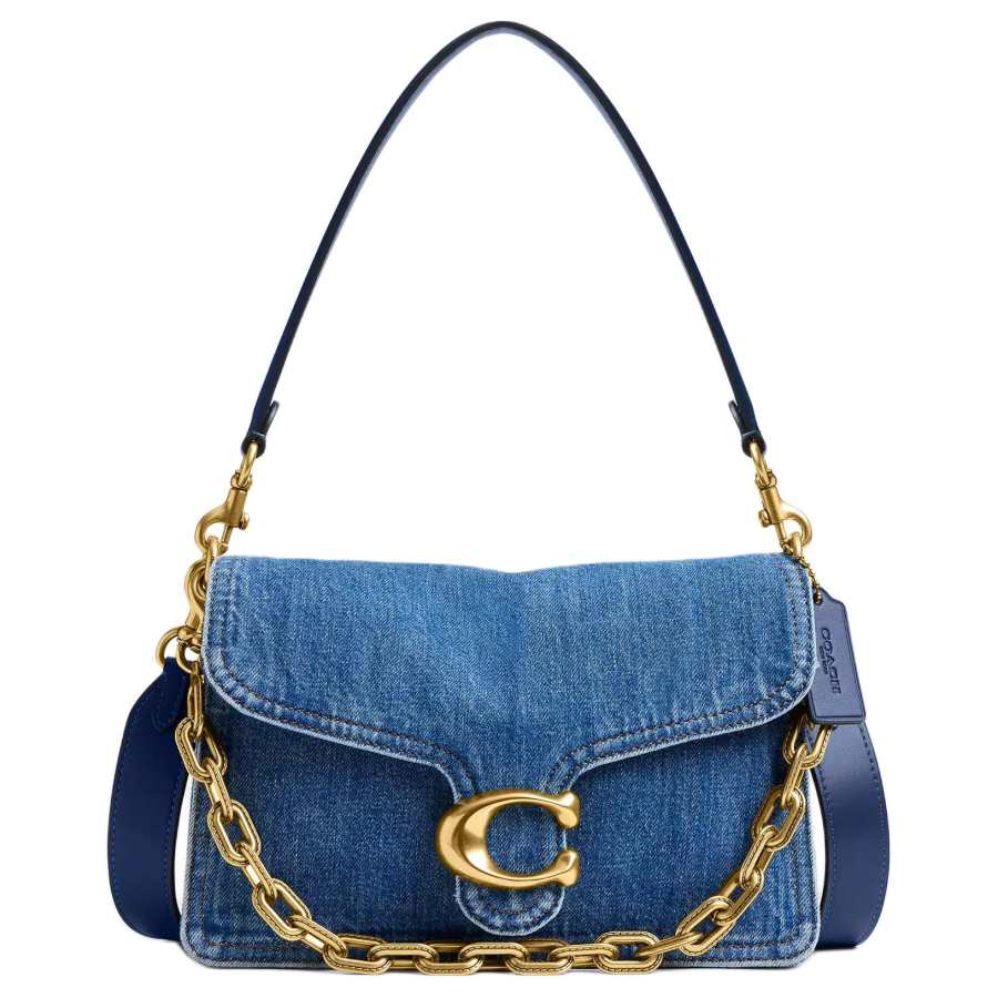 COACH ChainTabby Denim One Shoulder Handbag Medium Women's Dark Blue