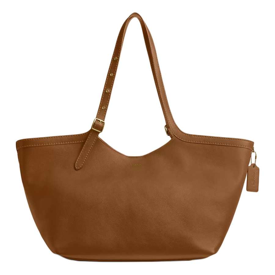 COACH Gramercy Grain Leather Tote Bag, Shopping Bag, Handbag, Shoulder Bag Large Women's Brass & Honey Brown