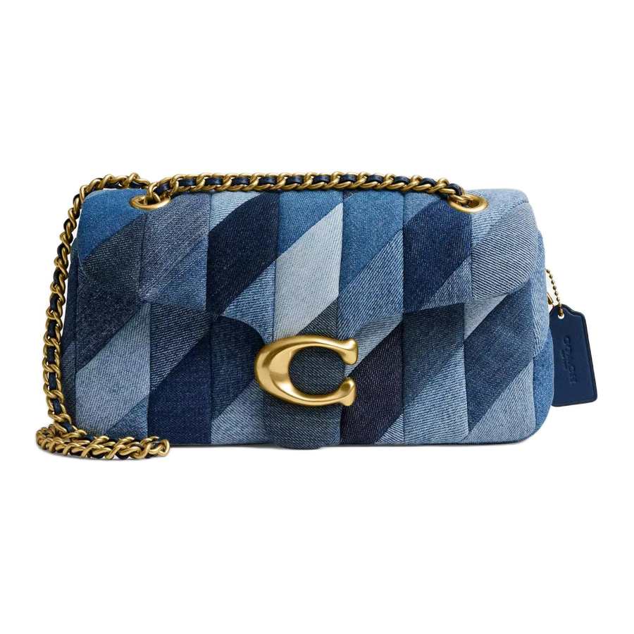 COACH COACH Tabby Denim Shoulder Bag Medium Women's Brass & Blue