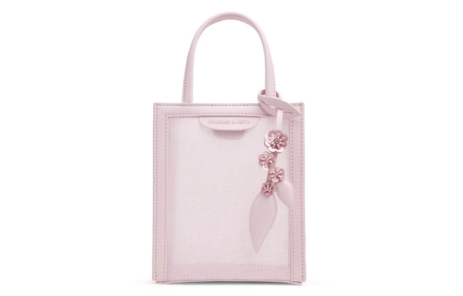 CHARLES&KEITH Fabric Handbag, Shoulder Bag Small Women's Blossom Pink/Light Pink/Jet Black