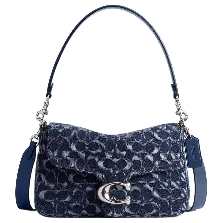 COACH Tabby Denim Shoulder Bag Medium Women's Dark Blue