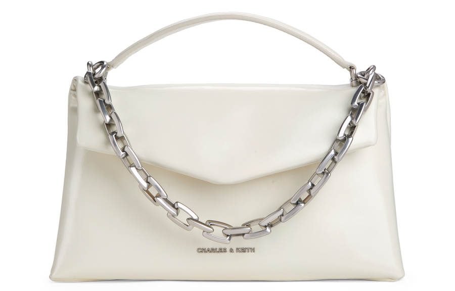 CHARLES&KEITH Pu Crossbody Bags Small Women's Cream Milk White/Silver