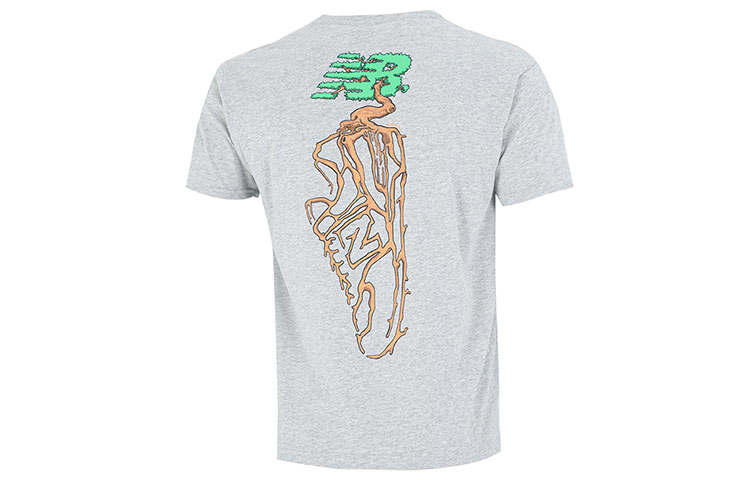New Balance New Balance T Shirts Men's Gray Crew Neck Moderate Straight Fit