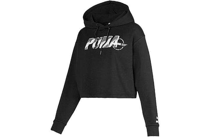 PUMA Sweatshirts Women's Black Hooded Moderate Regular
