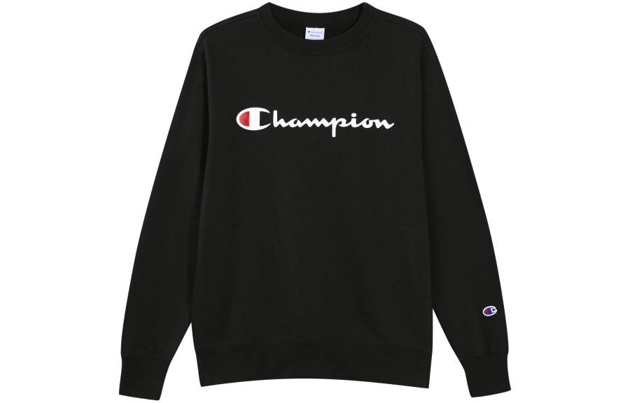 Champion Champion Script Logo Fleece Lined Pullover Crew Neck Sweatshirt Japan Version Unisex Black