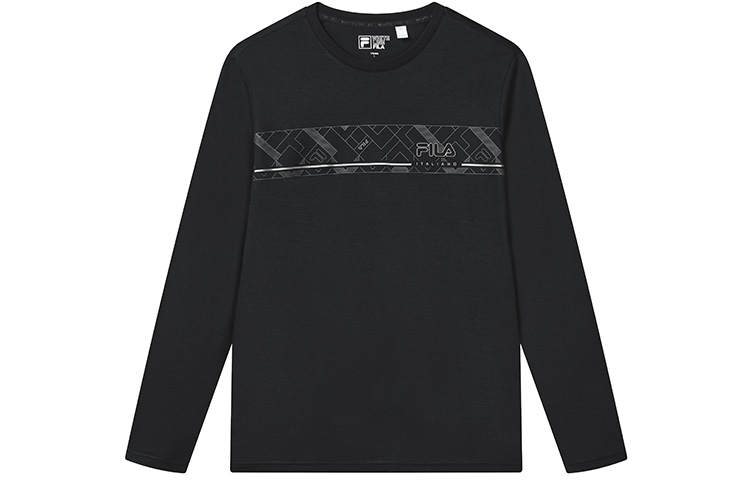 FILA T Shirts Men's Jet Black Crew Neck Moderate Straight Fit