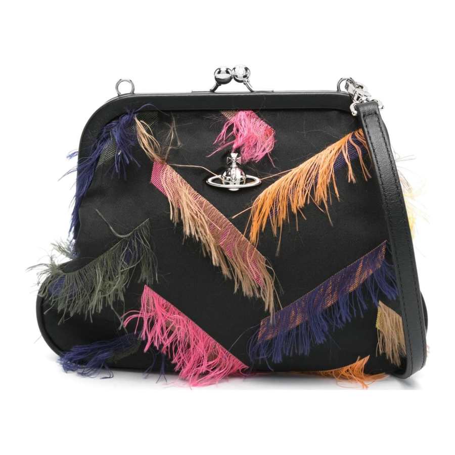 Vivienne Westwood Granny Frame Viscose Handheld Shoulder Bag Women's Black