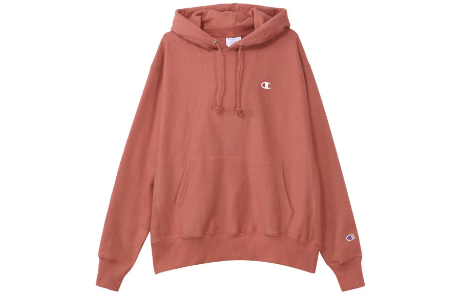 Champion Small Logo Fleece Lined Hooded Pullover, US Version, Winter Sweatshirt Unisex Russet Red