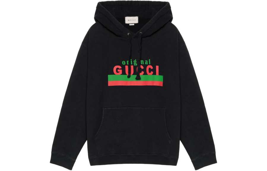 GUCCI Sweatshirts Men's Black Hooded Non Detachable Moderate