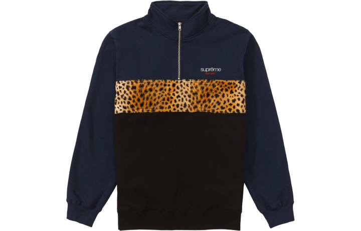 Supreme Supreme Leopard Panel Half Zip Sweatshirt