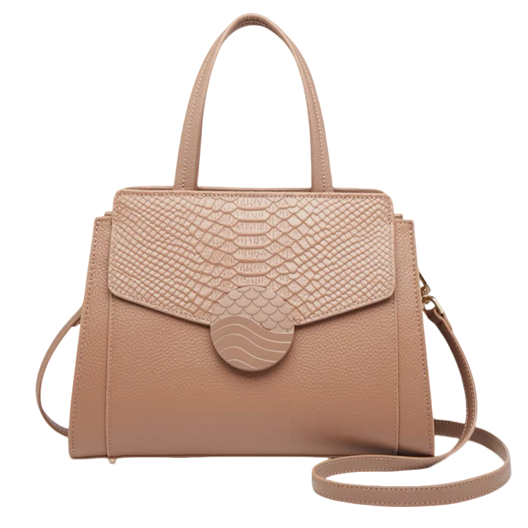 PAYOT Cow Leather Shoulder Bag, Crossbody Bag, Handbag Women's Milk Tea/Black