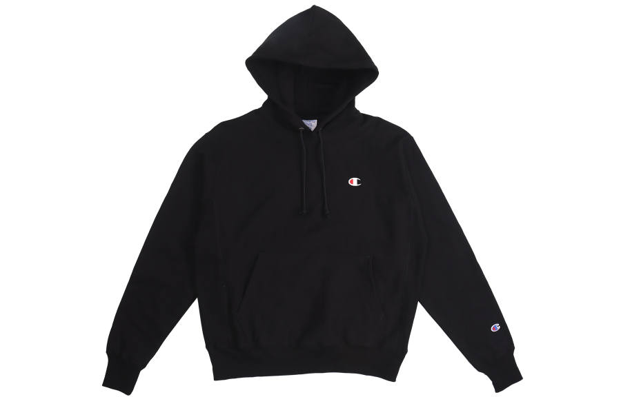 Champion Winter Champion Small Logo Hooded Fleece Lined Pullover Sweatshirt US Version Unisex Black