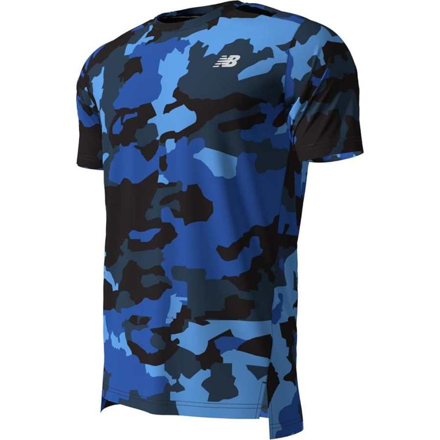New Balance New Balance T Shirts Men's Blue Crew Neck Moderate Straight Fit