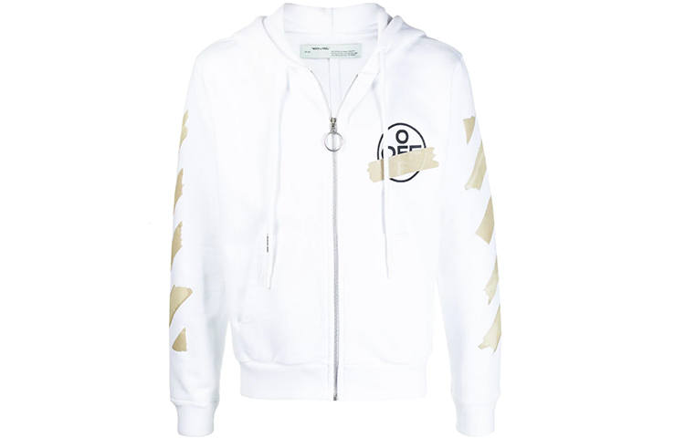 OFF-WHITE OFF WHITE Tape Diag Arrows Zip Up Hoodie