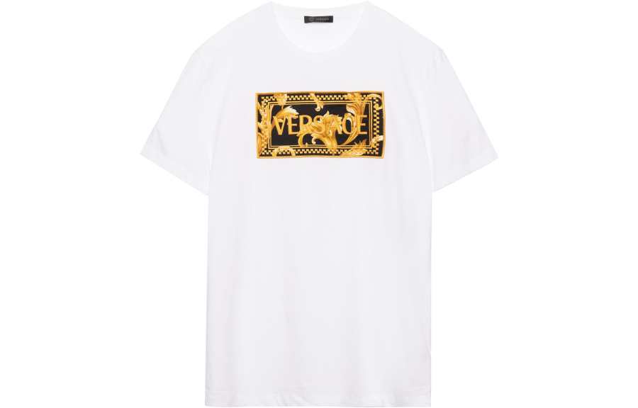 VERSACE T Shirts Men's White Crew Neck Moderate Straight Fit