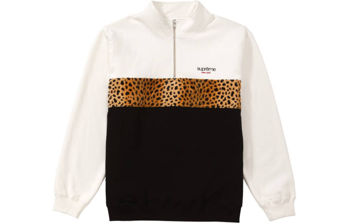 Supreme Supreme Leopard Panel Half Zip Sweatshirt