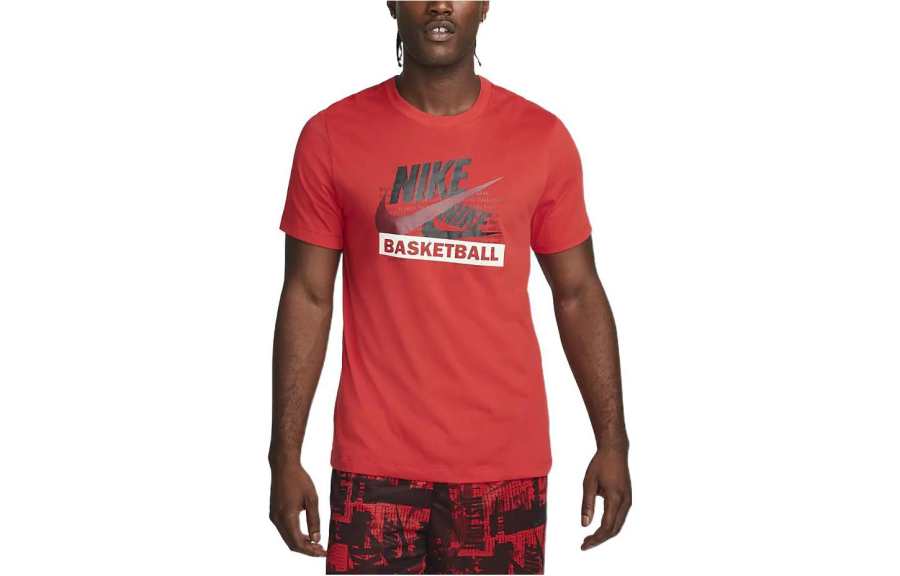 Nike Nike T Shirts Men's Red Crew Neck Moderate Straight Fit