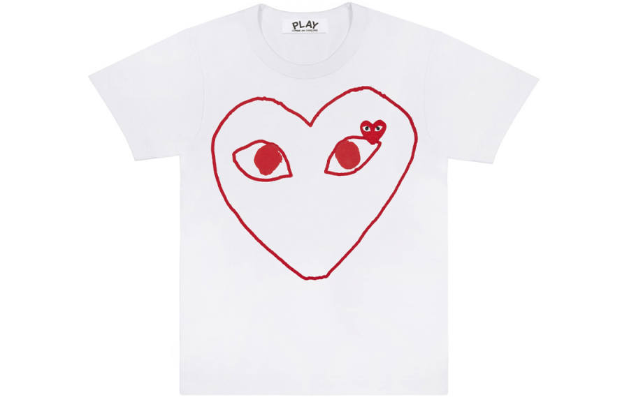 CDG Play T Shirts Women's Crew Neck Moderate Straight Fit