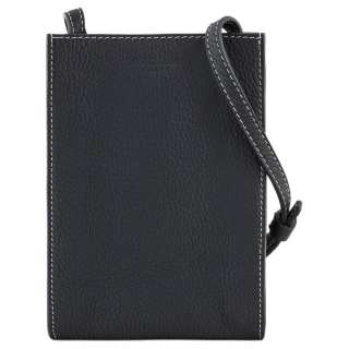 GIORGIO ARMANI ARMANI Calfskin Leather One Shoulder Crossbody Cell Phone Pouch Men's Black