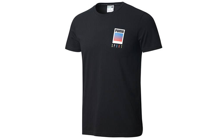 PUMA Sports Print T Shirts Men's Crew Neck Moderate Straight Fit