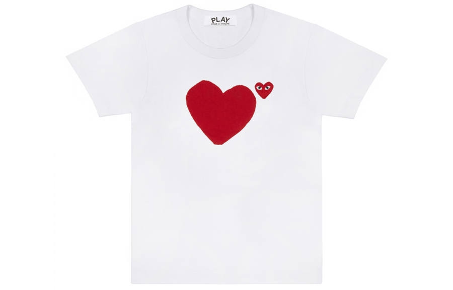 CDG Play Women's Red Emblem No Eyes T-shirt White