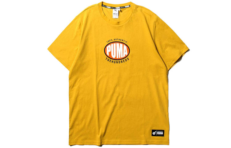 PUMA X The Hundreds Yellow Shirt T Shirts Men's Crew Neck Moderate Heavyweight