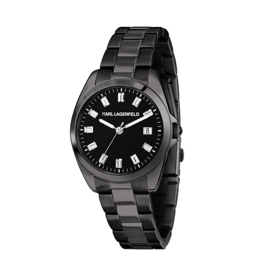 KARL LAGERFELD / Karl Lagerfeld Jeans Simple Collection Wrist Watches Quartz Movement Steel Strap Black Dial