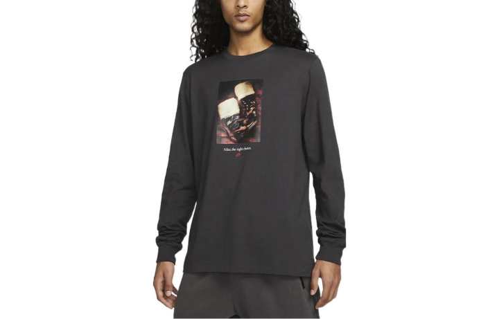 Nike Nike T Shirts Men's Dark Charcoal Crew Neck Moderate Straight Fit