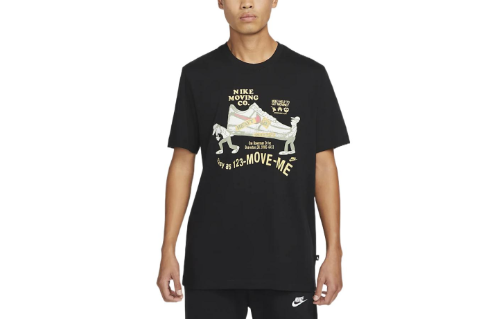 Nike Nike T Shirts Men's Black Crew Neck Moderate Straight Fit