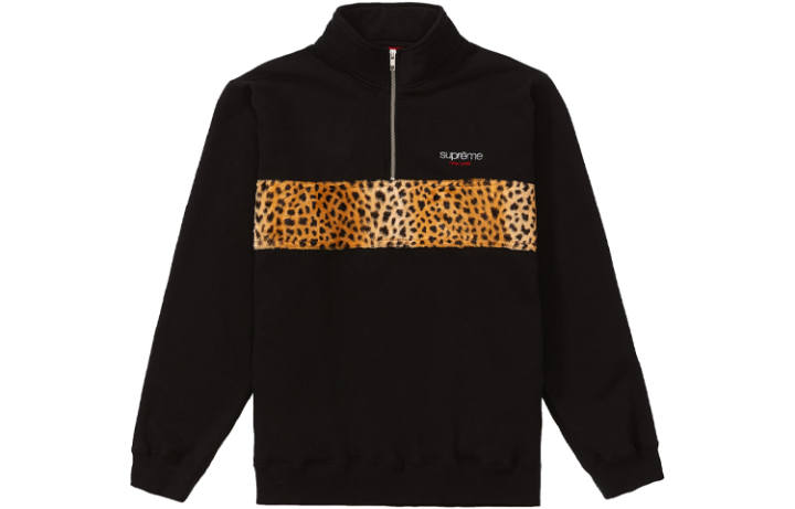 Supreme Supreme Leopard Panel Half Zip Sweatshirt