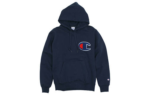 Champion Large Logo Thickened And Fleece Lined Hoodie Pullover Sweatshirt Japan Version Unisex Blue