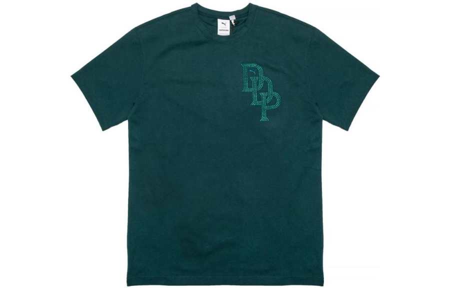 PUMA Dapper Dan T Shirts Men's Green Crew Neck Moderate Straight Fit