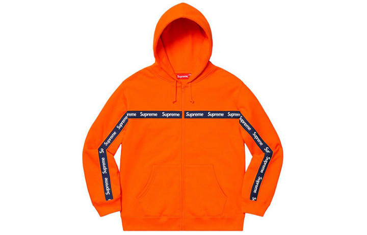 Supreme Supreme Text Stripe Zip Up Hooded Sweatshirt