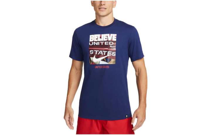 Nike Nike T Shirts Men's Dark Blue Crew Neck Moderate