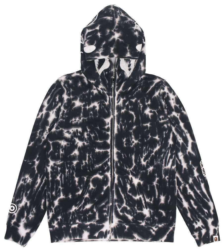 A BATHING APE Bape Tie Dye Ponr Shark Wide Full Zip Hoodie