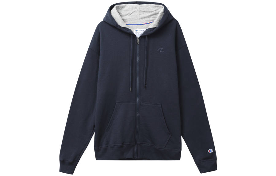 Champion Double Logo Zippers Hooded Fleece Lined Sweatshirt Unisex