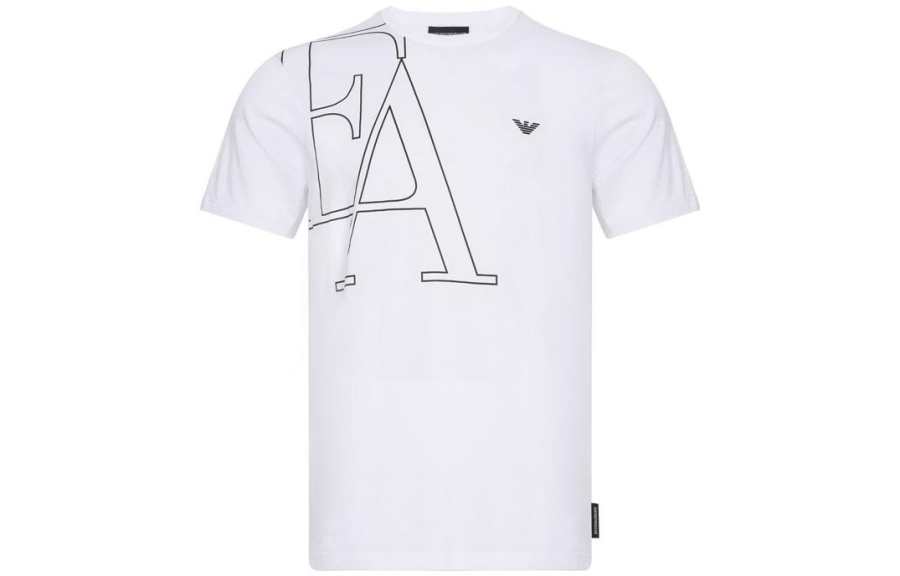 EMPORIO ARMANI EA T Shirts Men's White Crew Neck Moderate Straight Fit