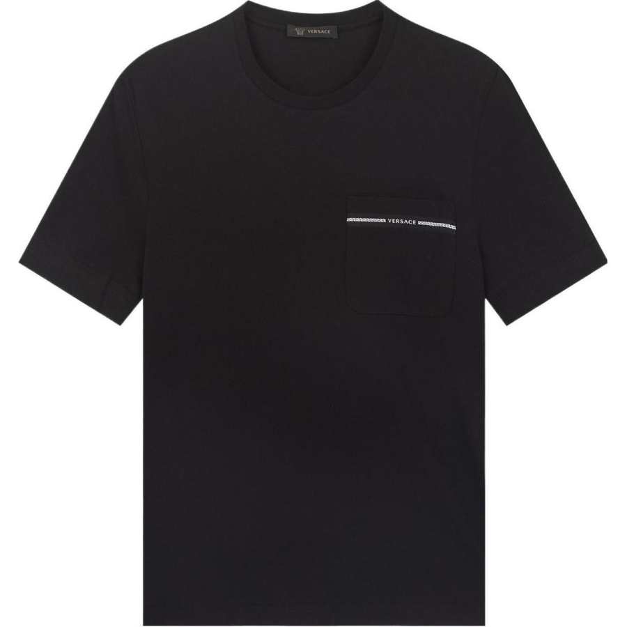 VERSACE T Shirts Men's Black Crew Neck Moderate Straight Fit