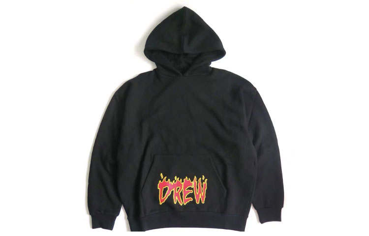 Drew House Letter Logo Series Flame Letter Logo Fleece Lined Sweatshirt Unisex Black