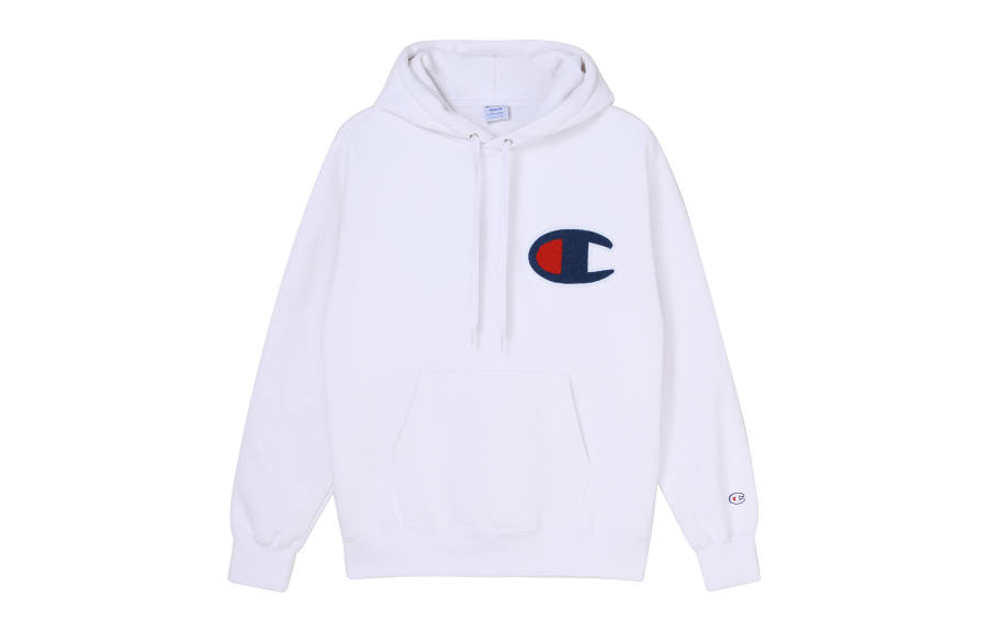 Champion Large Logo Thickened And Fleece Lined Hoodie Pullover Sweatshirt Japan Version Unisex White