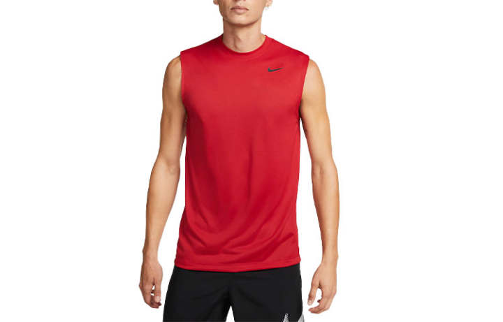 Nike Nike Dri Fit T Shirts Men's Red Crew Neck Moderate Straight Fit